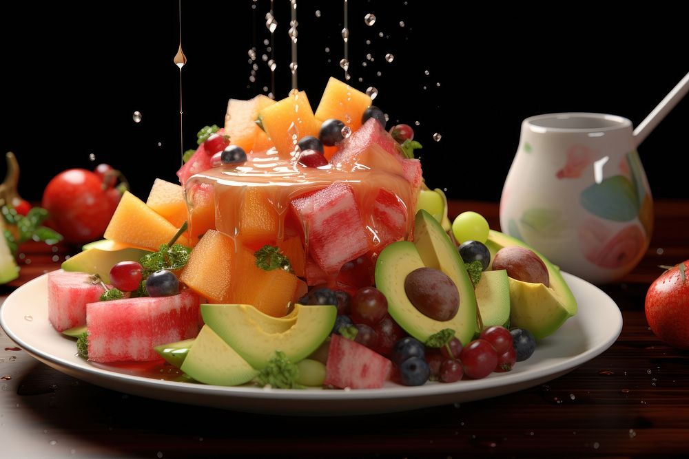 Fruit food vegetable salad. AI generated Image by rawpixel.