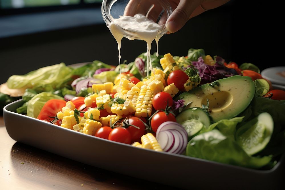Food vegetable salad plate. AI generated Image by rawpixel.