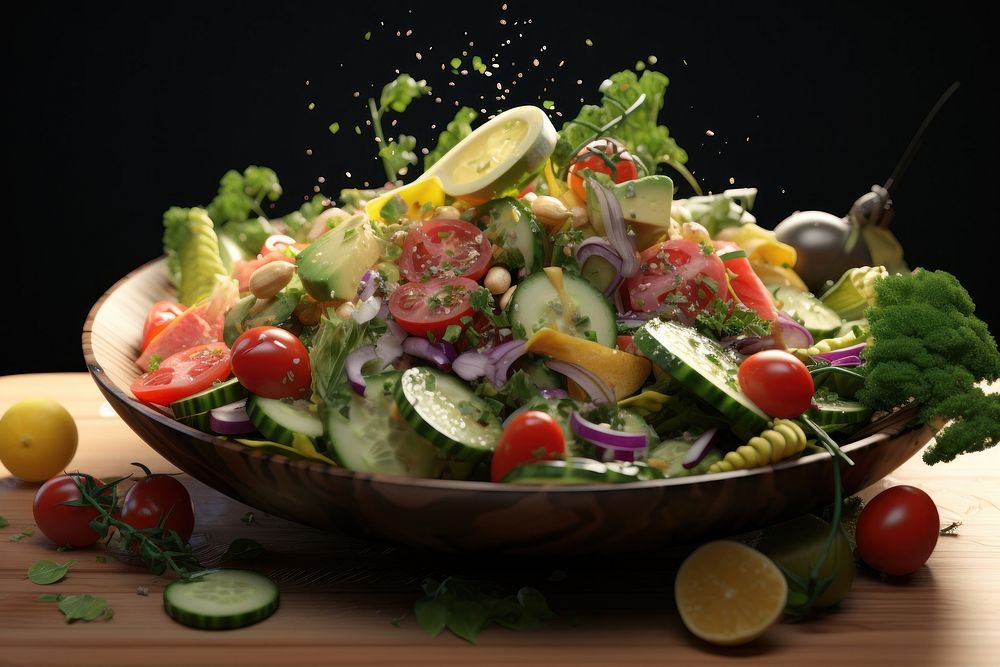 Salad food vegetable fruit. AI generated Image by rawpixel.