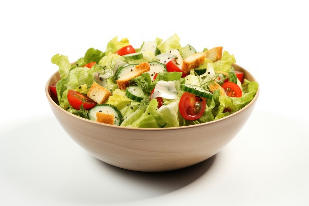 Salad vegetable food white background. AI generated Image by rawpixel.
