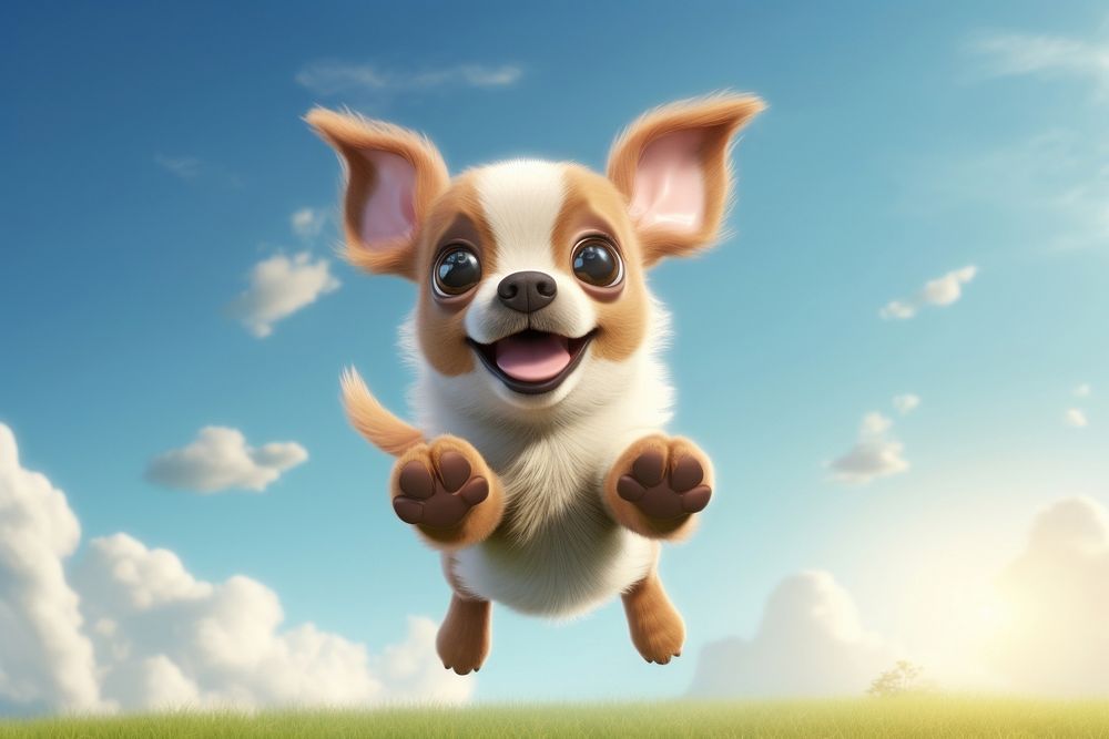 Cartoon dog chihuahua smiling. AI generated Image by rawpixel.