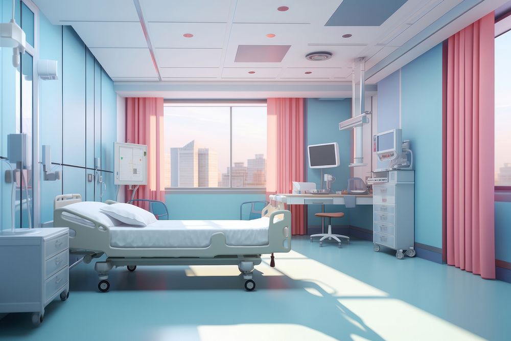 Hospital architecture furniture building. AI generated Image by rawpixel.