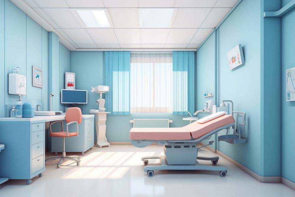 Hospital architecture furniture building. AI generated Image by rawpixel.