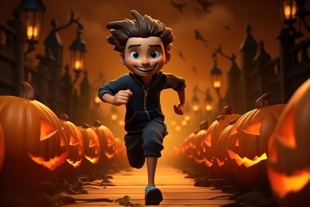 Halloween cartoon anthropomorphic jack-o'-lantern. AI generated Image by rawpixel.