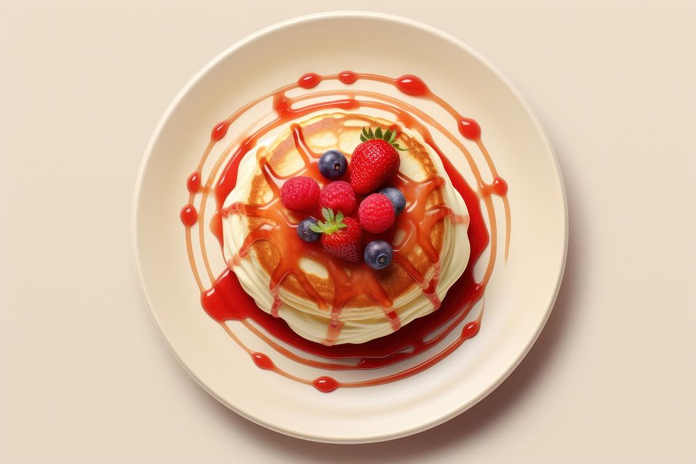Pancake berry strawberry dessert. AI generated Image by rawpixel.