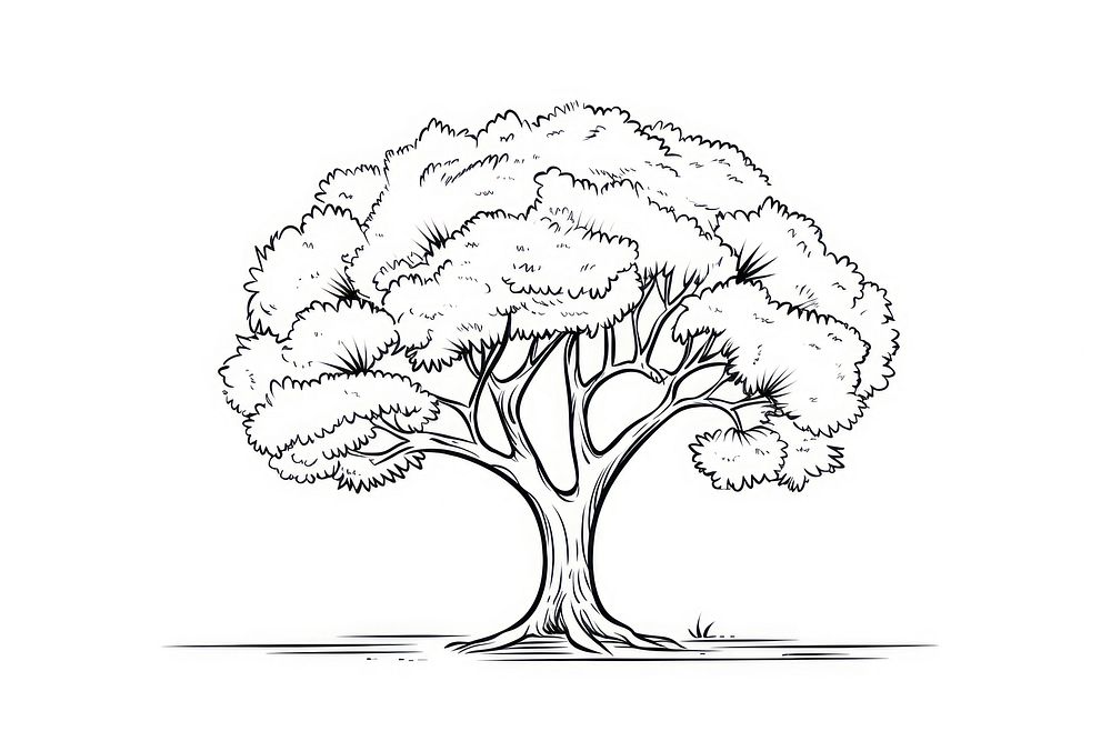 Drawing sketch white tree. AI generated Image by rawpixel.