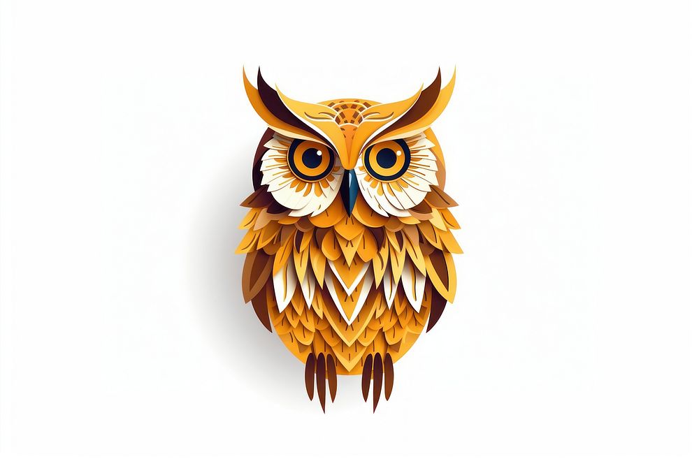 Owl animal bird white background. 