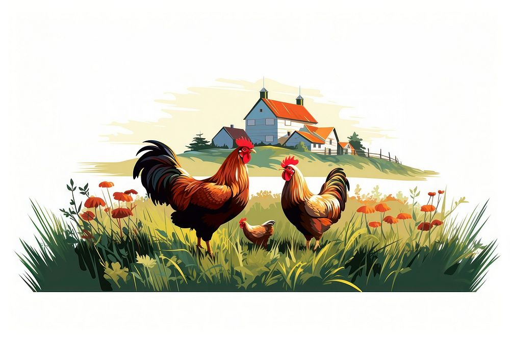 Chicken poultry rooster animal. AI generated Image by rawpixel.