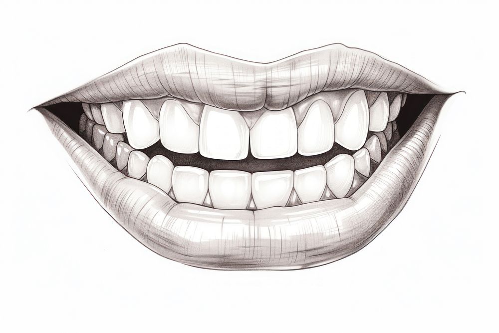 Sketch teeth drawing mouth. AI generated Image by rawpixel.