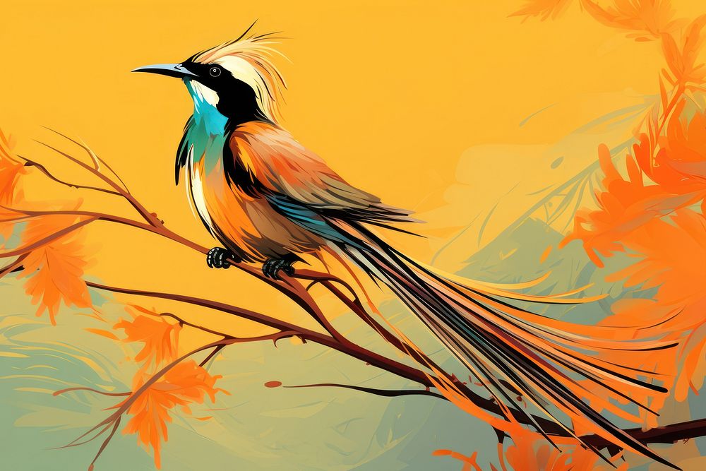Bird painting drawing animal. AI generated Image by rawpixel.