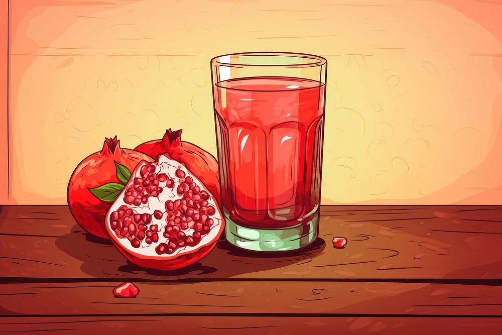 Pomegranate fruit glass plant. AI generated Image by rawpixel.