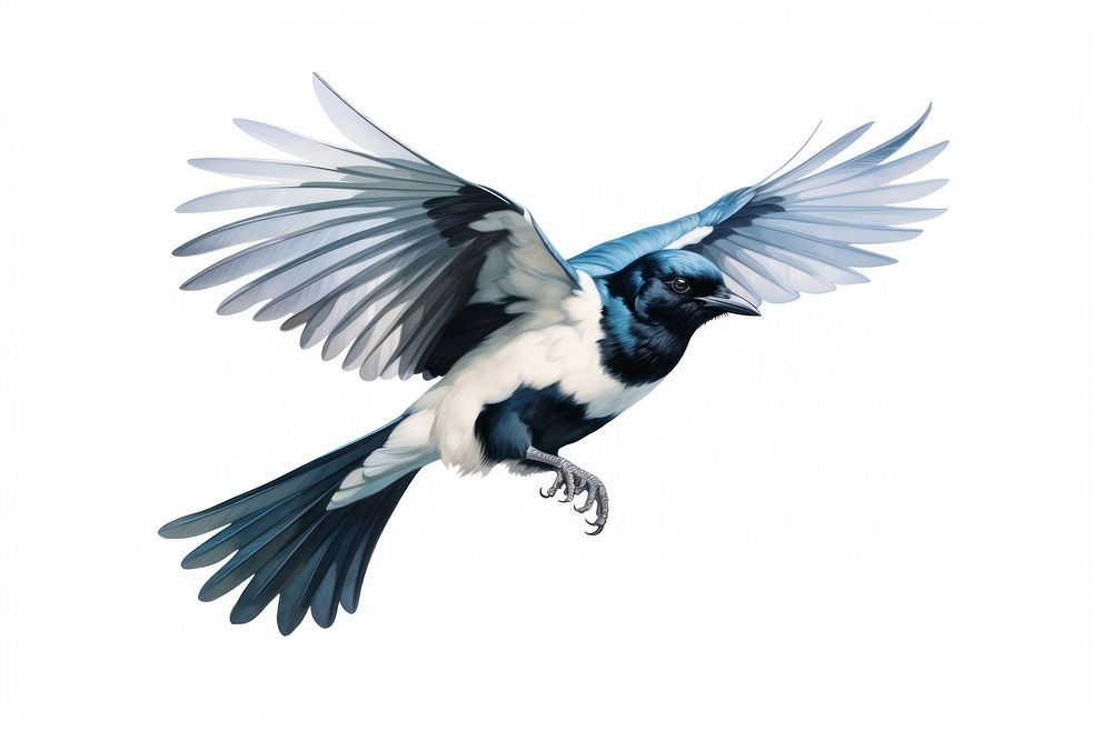 Flying animal magpie bird. AI generated Image by rawpixel.
