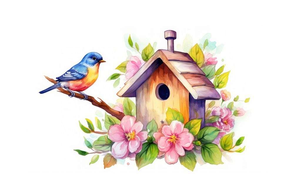 Bird cartoon flower house. AI generated Image by rawpixel.