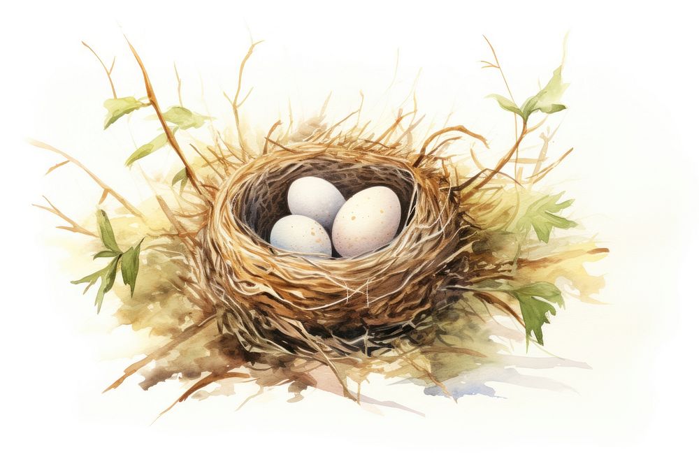 Nest egg bird white background. AI generated Image by rawpixel.