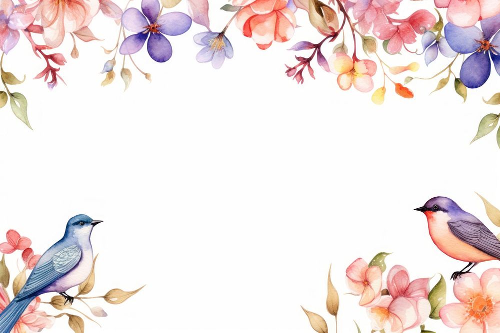 Flower bird pattern plant. AI generated Image by rawpixel.