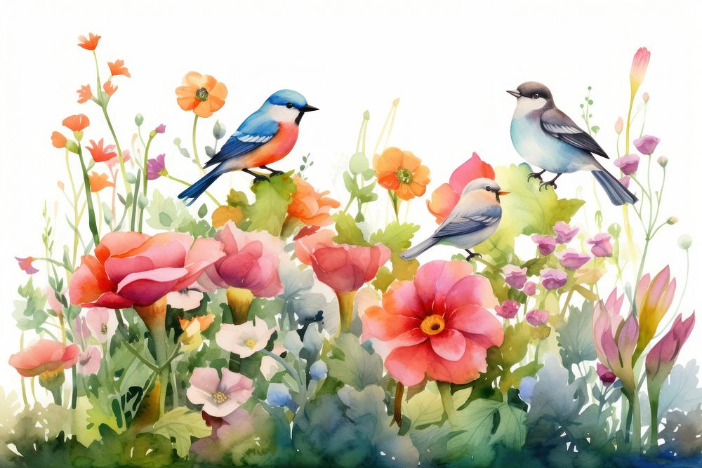 Bird painting outdoors nature. AI generated Image by rawpixel.