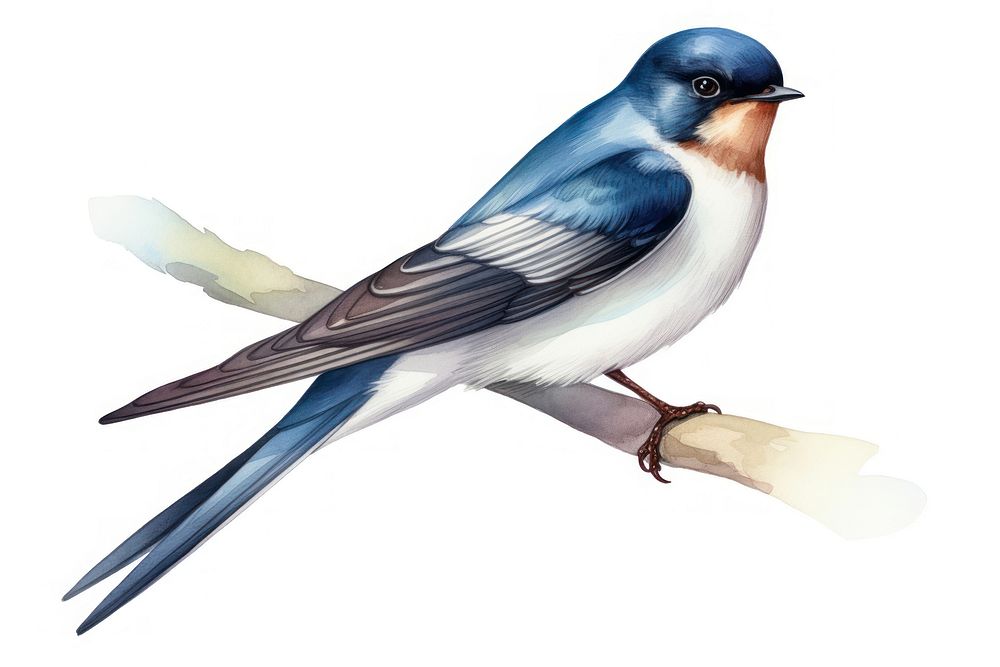 Swallow animal bird white background. AI generated Image by rawpixel.