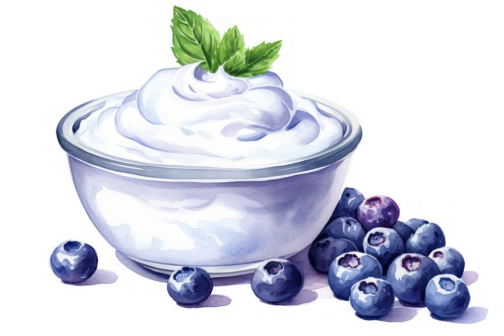 Blueberry dessert yogurt cream. AI generated Image by rawpixel.