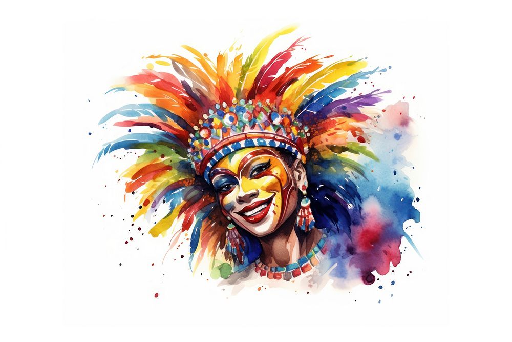 Carnival portrait art white background. AI generated Image by rawpixel.