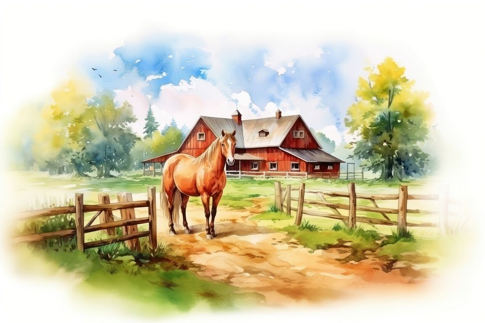 Horse farm architecture outdoors. AI generated Image by rawpixel.