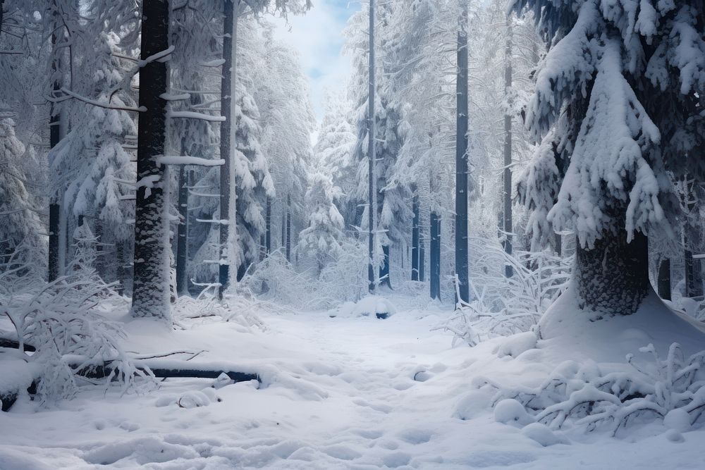 Nature forest winter snow. AI generated Image by rawpixel.
