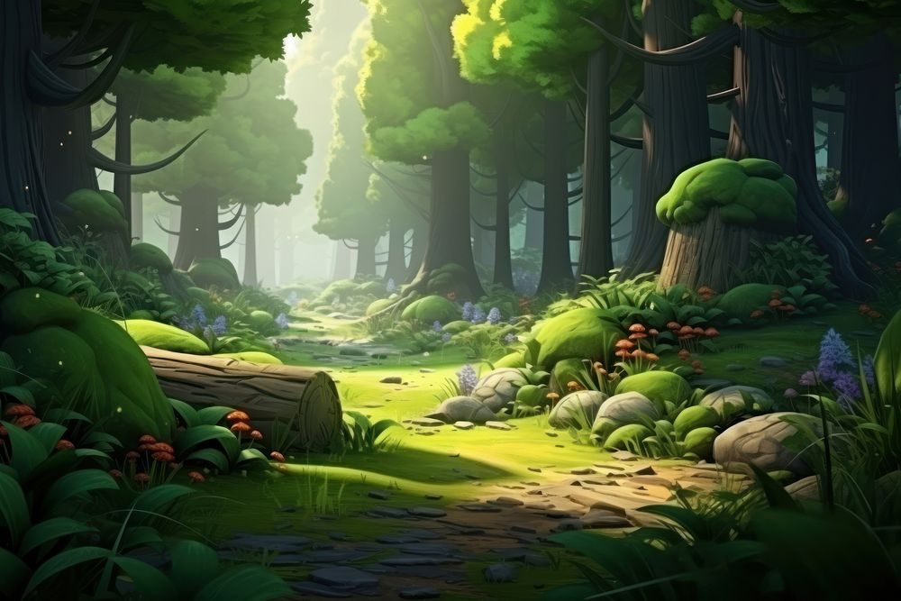 Forest landscape woodland outdoors. AI generated Image by rawpixel.