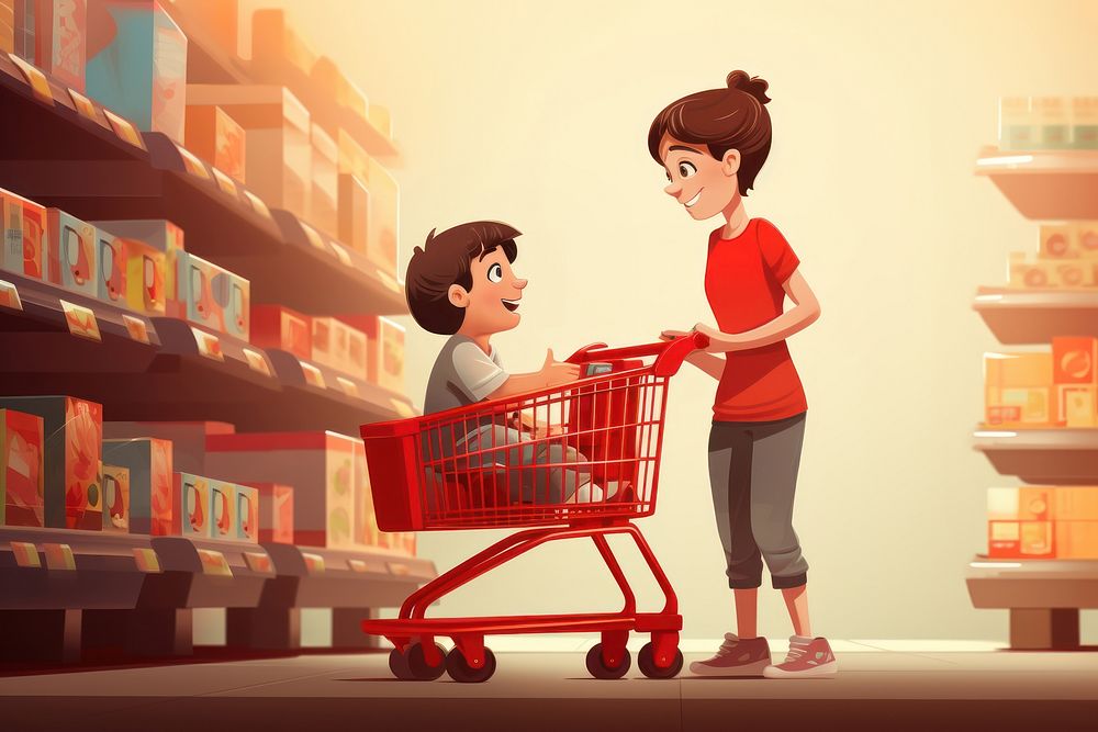 Supermarket shopping adult cart. AI generated Image by rawpixel.