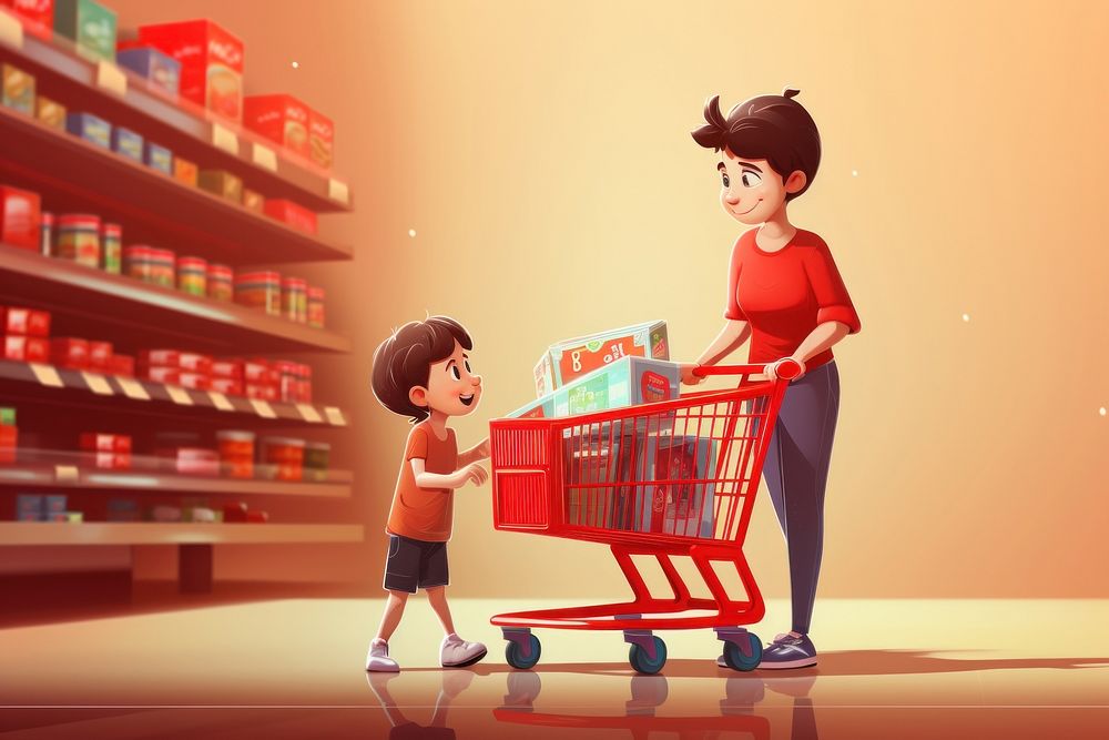Supermarket shopping adult togetherness. AI generated Image by rawpixel.