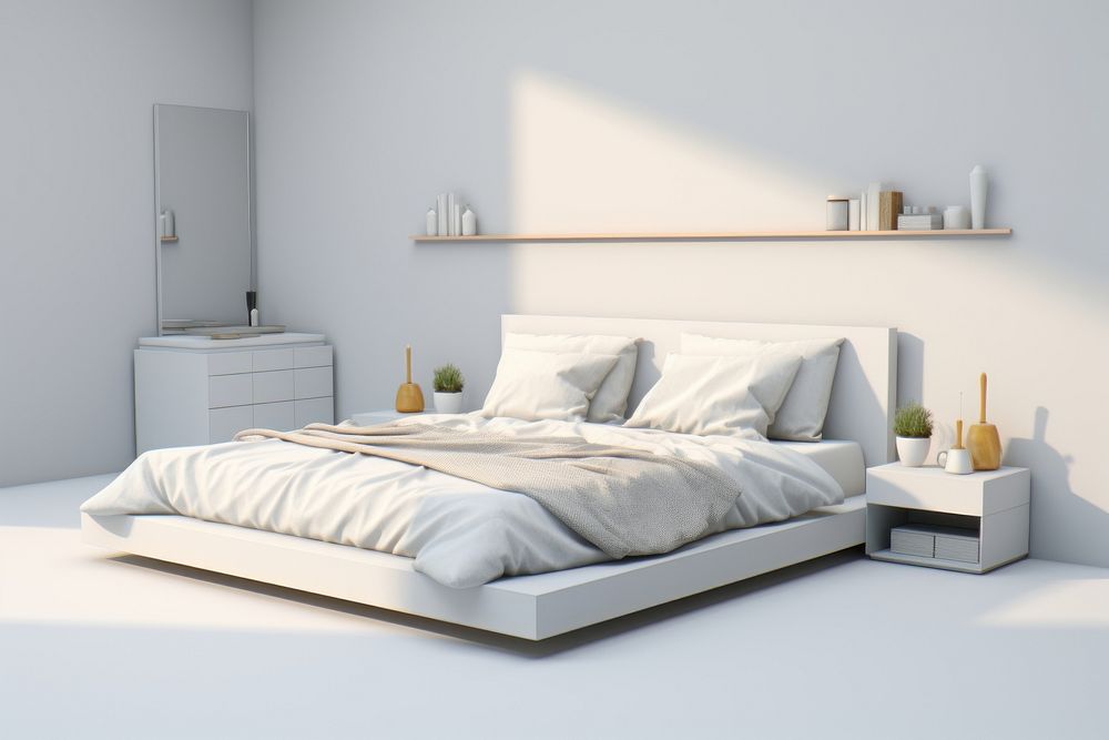 Bedroom furniture pillow architecture. AI generated Image by rawpixel.