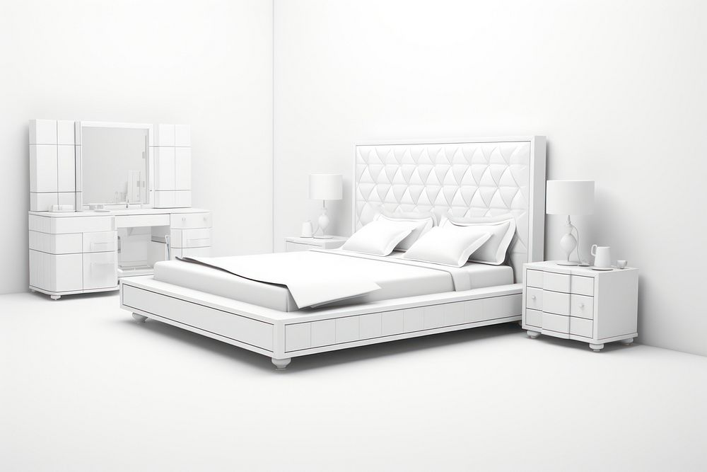 Bedroom furniture mattress white. AI generated Image by rawpixel.