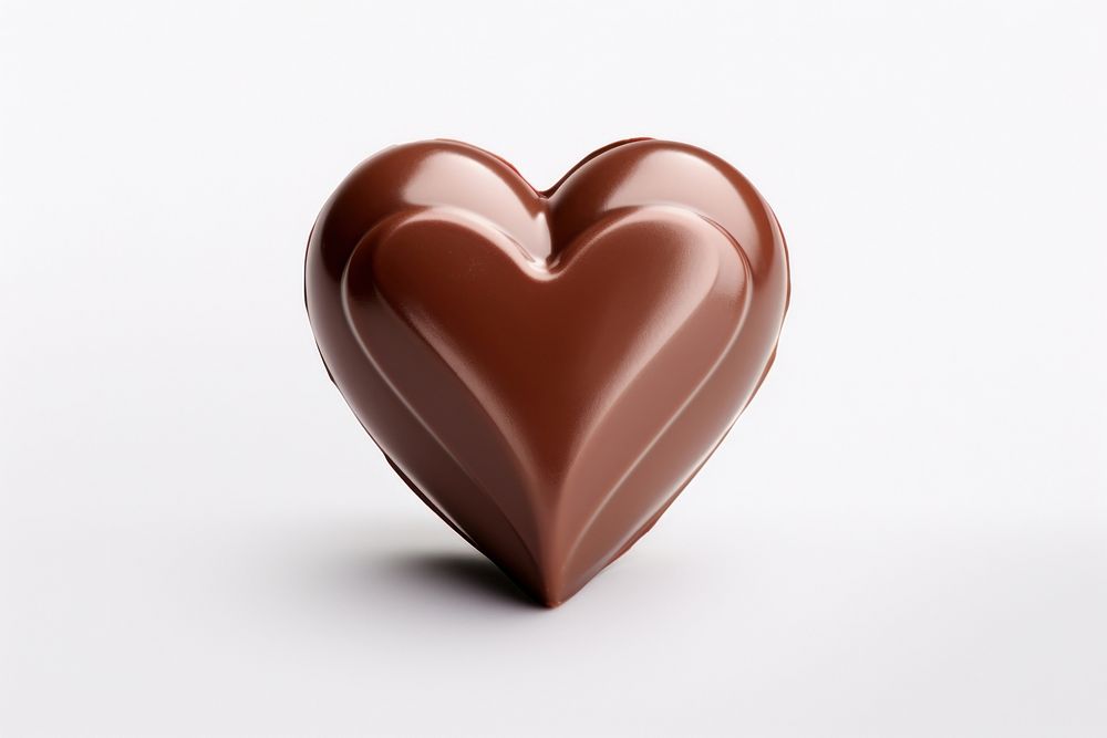 Heart chocolate white background confectionery. 