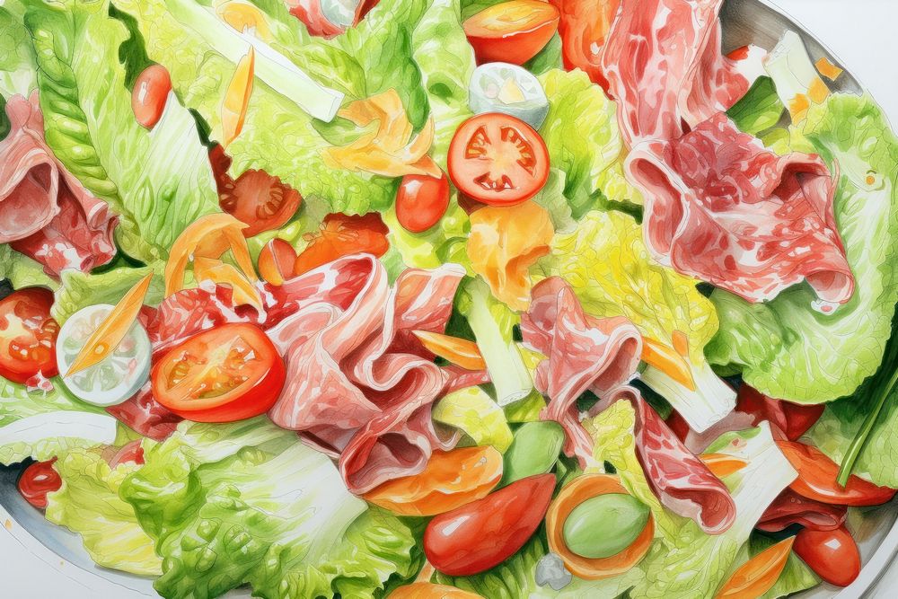 Food meat vegetable salad. AI generated Image by rawpixel.
