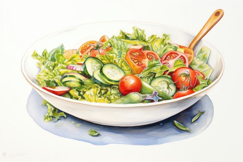 Vegetable lettuce salad plate. AI generated Image by rawpixel.