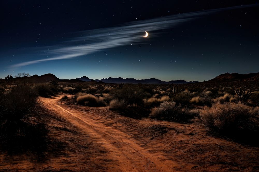 Night moon landscape astronomy. 