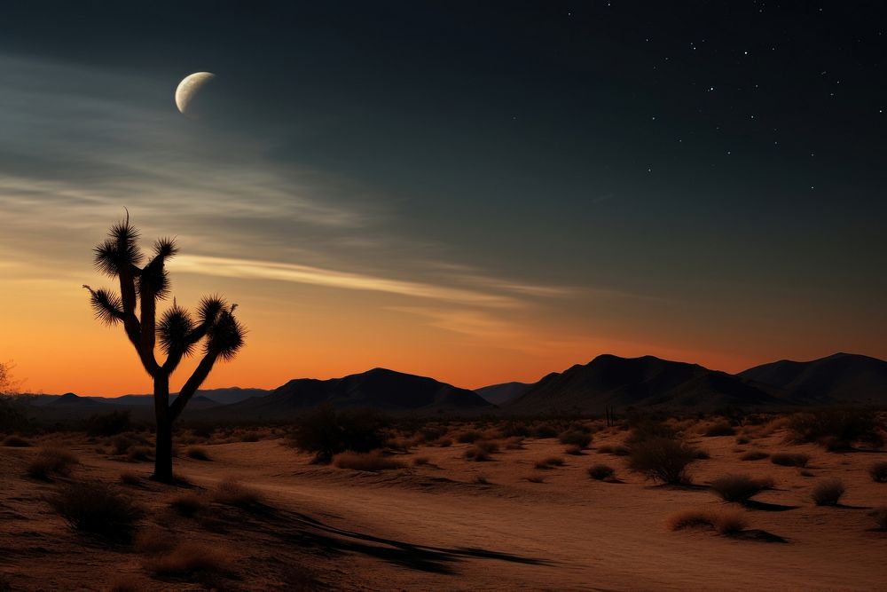 Night moon landscape astronomy. 