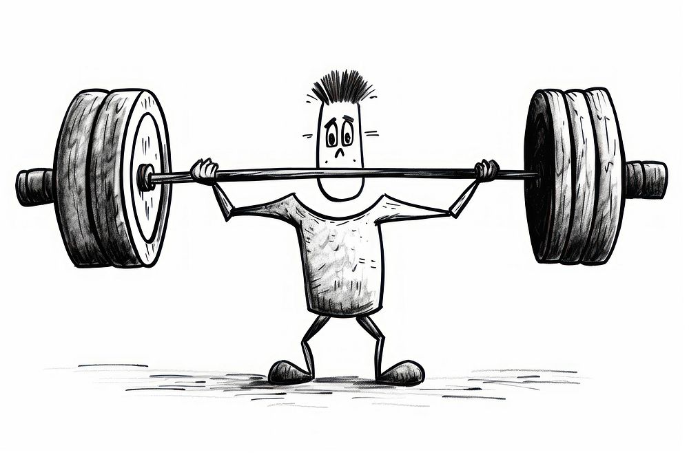 Barbell cartoon sports weightlifting. AI generated Image by rawpixel.