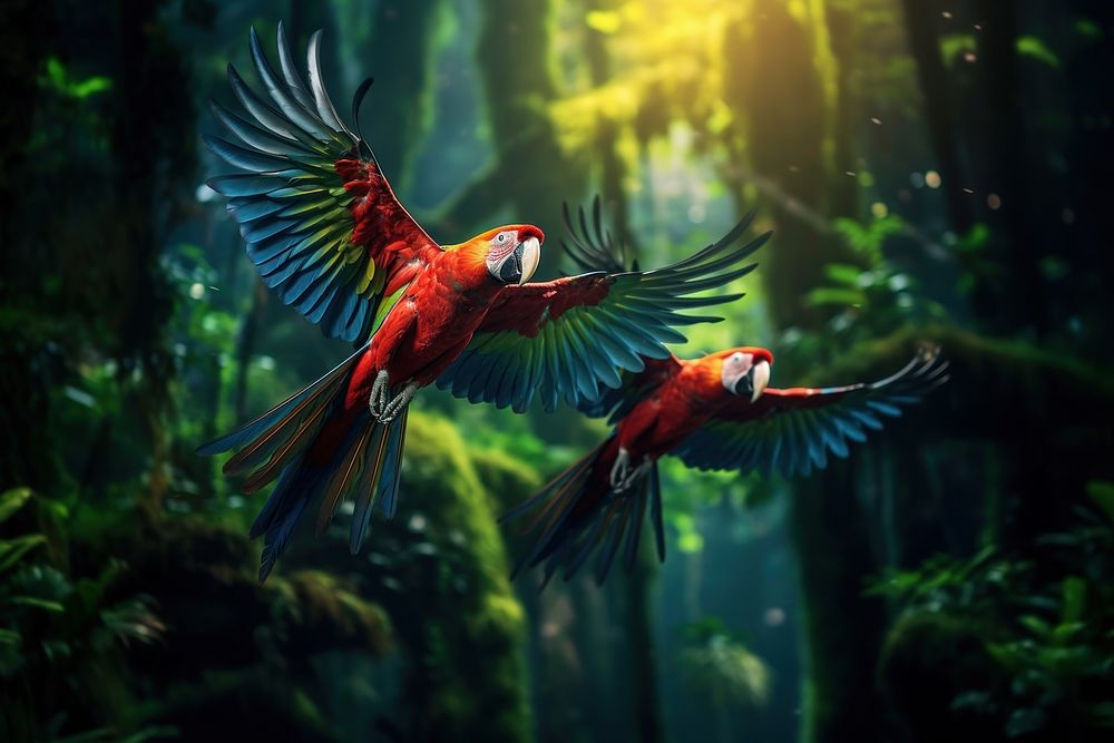 Parrot nature bird vegetation. AI generated Image by rawpixel.