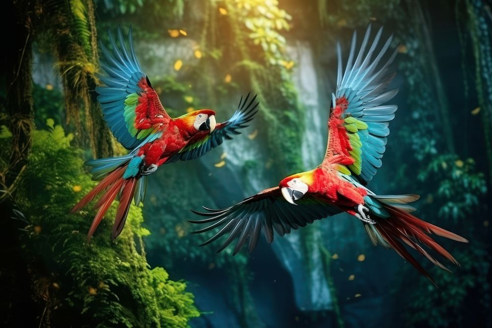 Parrot nature bird vegetation. AI generated Image by rawpixel.