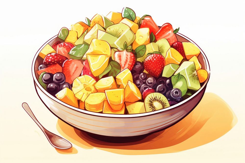 Fruit salad bowl dessert. AI generated Image by rawpixel.