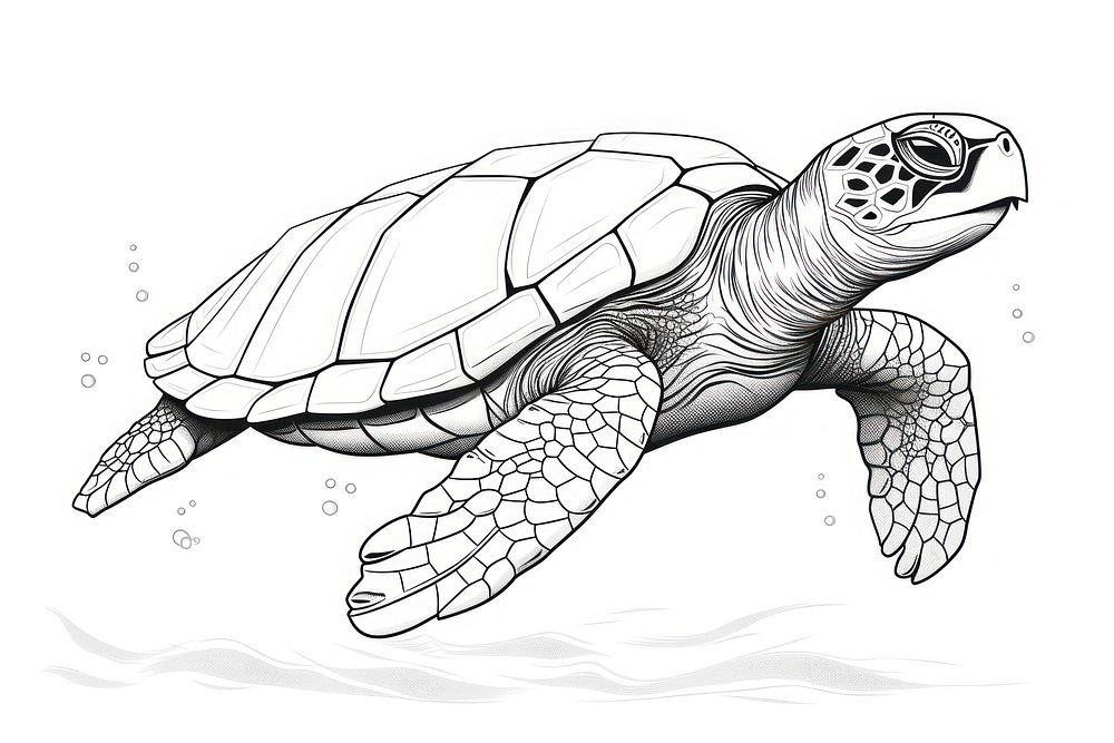 Reptile animal turtle line. AI generated Image by rawpixel.