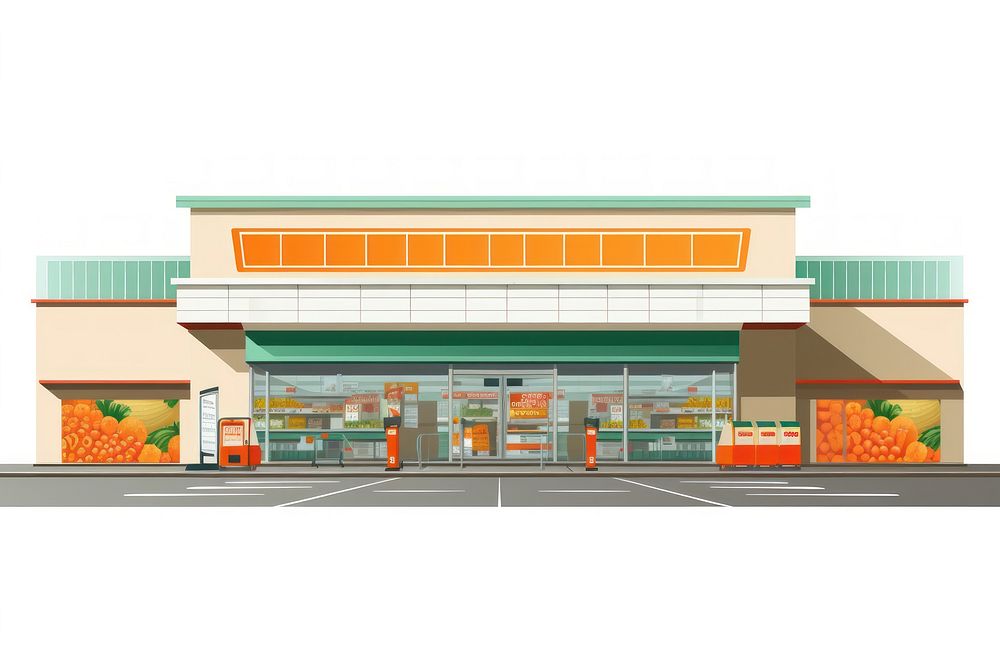 Supermarket white background architecture building. AI generated Image by rawpixel.