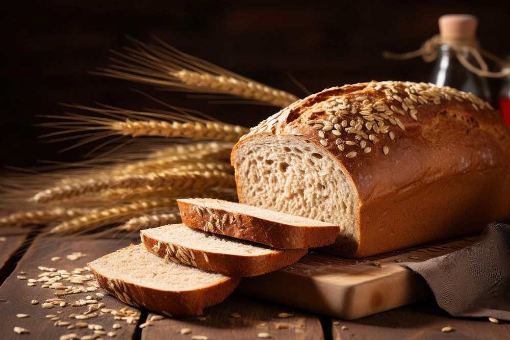 Bread wheat food whole grain. AI generated Image by rawpixel.
