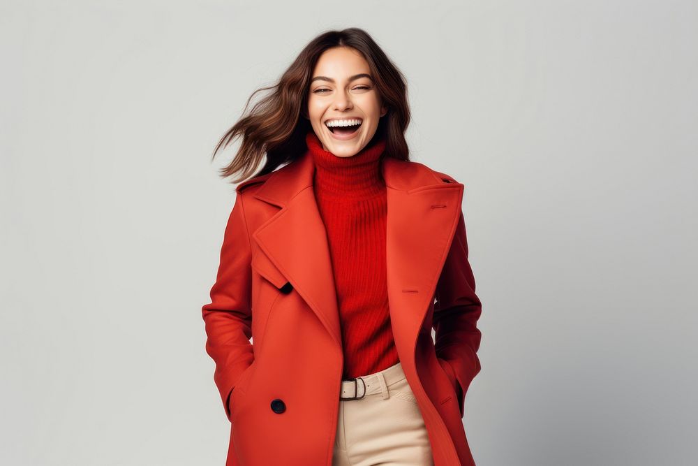 Laughing fashion jacket winter. AI generated Image by rawpixel.