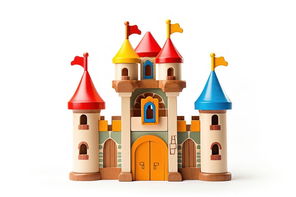 Toy castle white background representation. AI generated Image by rawpixel.