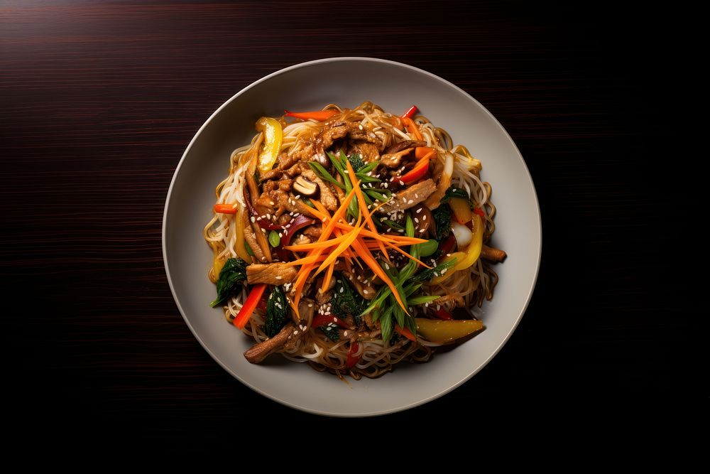 Noodle plate food meal. AI generated Image by rawpixel.