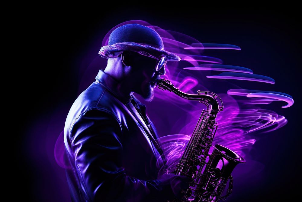Saxophone musician purple adult. AI generated Image by rawpixel.