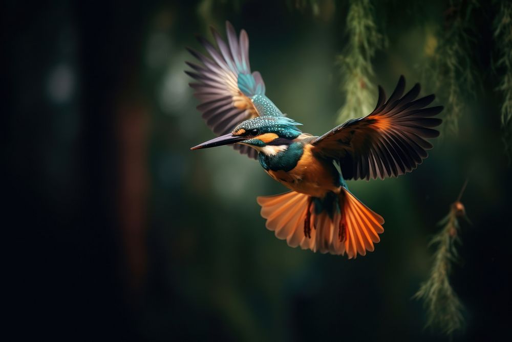 Flying bird kingfisher wildlife. AI generated Image by rawpixel.