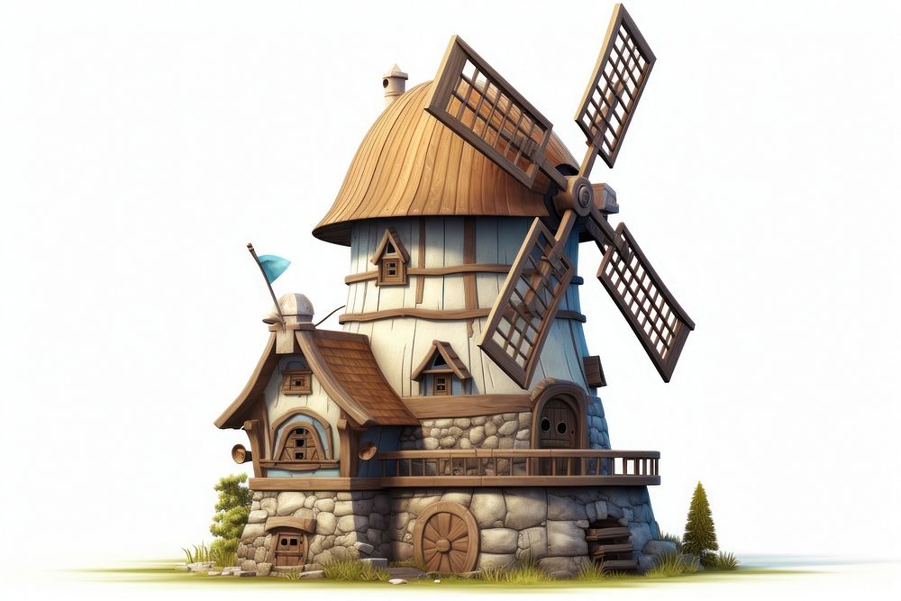 Windmill outdoors architecture watermill. AI generated Image by rawpixel.