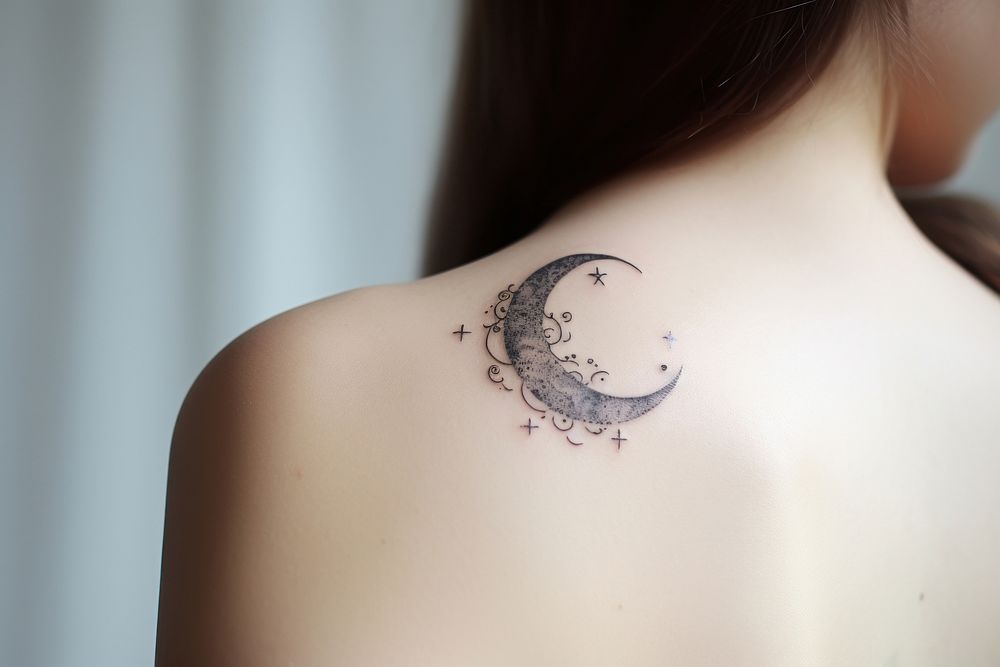 Tattoo skin moon individuality. AI generated Image by rawpixel.
