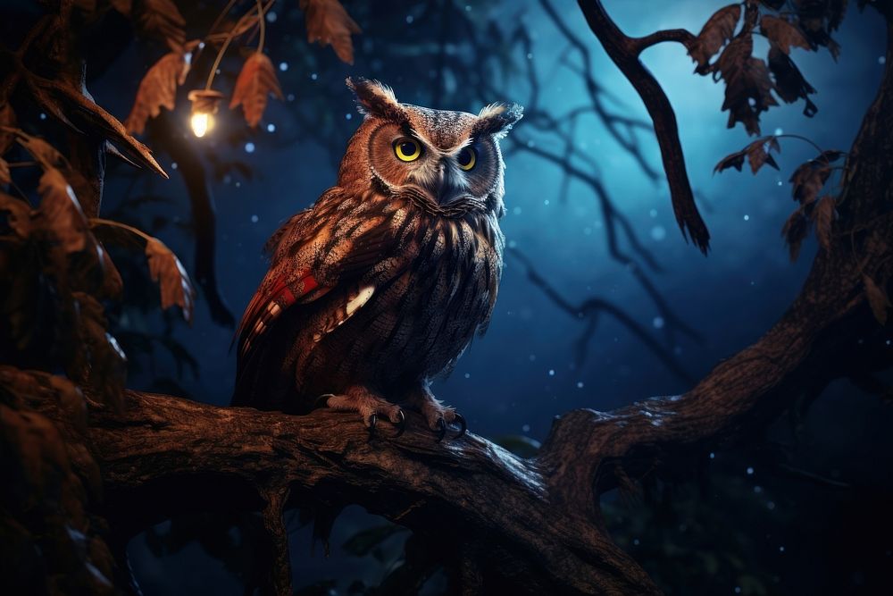 Night owl outdoors animal. 